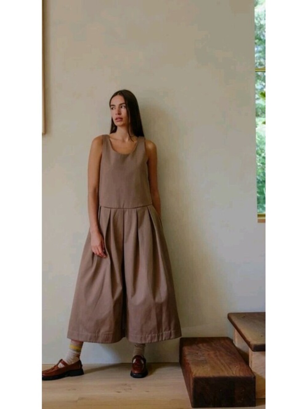 DEGEN White Edie Tank Midi Dress Sleeveless Pleated Drop Waist Size S/M NWOT